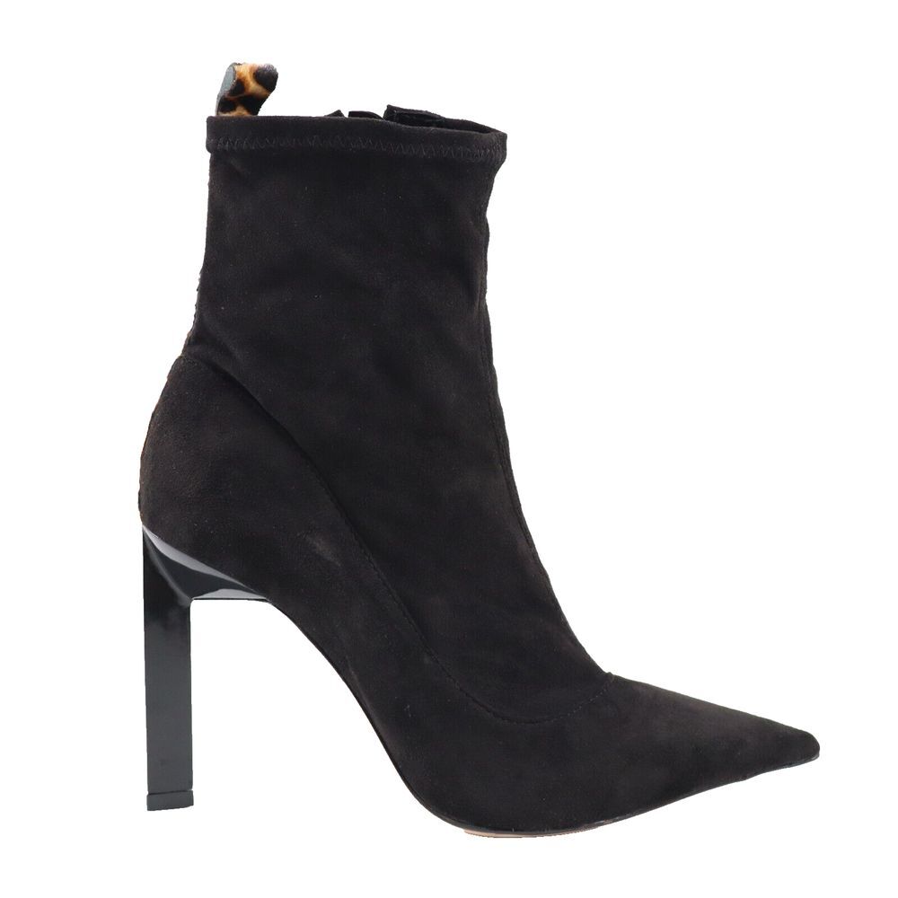 🔥SCHUTZ Benine Black Suede Pointed Toe Bootie Leopard Print 8US/38EU MSRP$198🔥